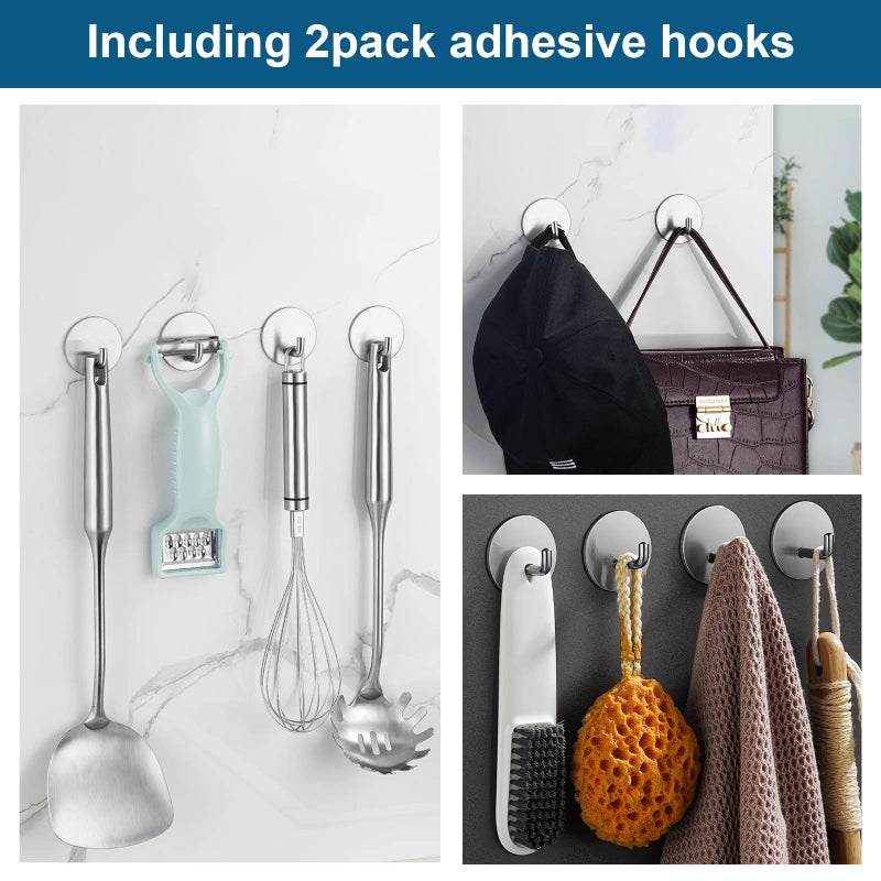 Diesisa Razor Holder for Shower + Adhesive Wall Hooks  Premium 304 Stainless Steel Shower Razor Holder with Heavy Duty Waterproof Sticky Hooks for Hanging Towels  Coat  hat (2+2 Pack) - Image 3